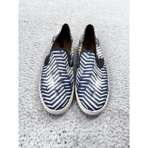 OluKai Shoes Women 9 Blue Pehuea Pai 20360-LR18 Slip On Sneaker Blue Geometric